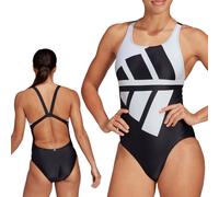 Adidas Women's Swimsuit with Bustier Swim Suit Bars Black/White L XL