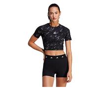 adidas Women's Techfit Camo Print Crop Training Tee, Carbon, L
