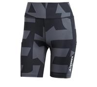 adidas Women's Terrex Multi 8inch Printed Tight Shorts, Carbon/Black/Black/Black, XS