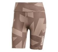 adidas Women's Terrex Multi 8inch Printed Tight Shorts, Trace Brown/Earth strata, L