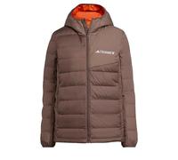 adidas Women's Terrex Multi Light Down CLIMAWARM Hooded Jacket, Earth Strata/Trace Brown, XS