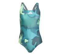 adidas Women's TIE DYE Graphic V Back Swimsuit, Aurora Ivy/White, 44