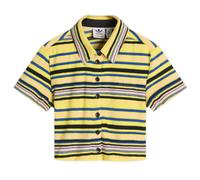 Adidas Women's Towel Button-Up Tee Yellow Stripe