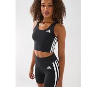 adidas Women's Train Essentials 3-Stripes Cropped Tank Top, Black/White, L