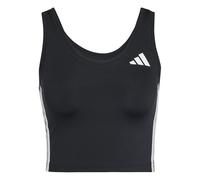 adidas Womens Train Essential 3 Stripe Crop Tank - Black, Black/White, Size M, Women Black/White
