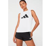adidas Womens Train Essentials Logo Tank - White, White/Black, Size S, Women White/Black