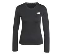 adidas Women's Train Essentials Long Sleeve 3-Stripes Workout Top, Black/White, XL