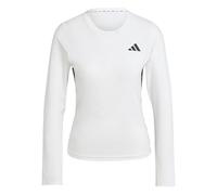 adidas Women's Train Essentials Long Sleeve 3-Stripes Workout Top, White/Black, XL