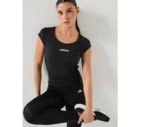 adidas Womens Training Hyperglam Linear T-Shirt, Black, Size S, Women Black