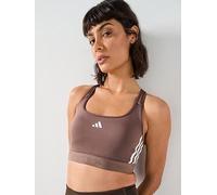 adidas Womens Training Hyperglam Mid Support C-D Cup Sports Bra, Earth Strata/White, Size S, Women Earth Strata/White
