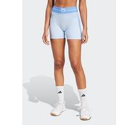 adidas Womens Training Hyperglam Rib Bike Shorts - Blue, Glow Blue/Blue Fusion, Size L, Women Glow Blue/Blue Fusion