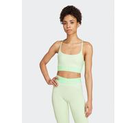 adidas Womens Hyperglam Rib Light Support Bralette Semi Green Spark/Lime Burst L