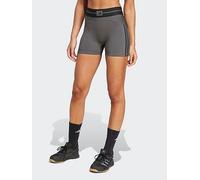 adidas Womens Training Hyperglam Ribbed Bike Shorts, Grey Six/Black, Size L, Women Grey Six/Black