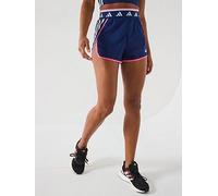 adidas Womens Training Hyperglam Woven Shorts - Dark Blue/White/Pink Fusion, Dark Blue/White/Pink Fusion, Size 2Xl, Women Dark Blue/White/Pink Fusion