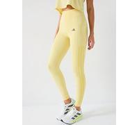 adidas Womens Training Optime 3 Stripe 1/1 Tights - Powder Yellow, Powder Yellow, Size M, Women Powder Yellow