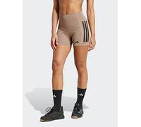 adidas Womens Training Optime 3 Stripe 5Inch Bike Shorts, Chalky Brown, Size Xl, Women Chalky Brown