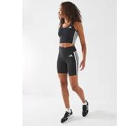 adidas Womens Training Optime Essentials 3 Stripe 5 Inch Bike Shorts - Black, Black/White, Size S, Women Black/White