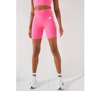 adidas Womens Training Optime Essentials 3 Stripe 5 Inch Bike Shorts - Pink Fusion/White, Pink Fusion/White, Size Xs, Women Pink Fusion/White