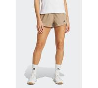 adidas Women's Pacer Training 3-Stripes Woven High-Rise Shorts, Chalky Brown/Black, L 5 inch