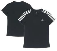 adidas Women's Essentials Slim 3-Stripes Tee, Black / White, M