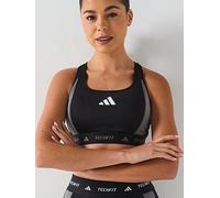 adidas Womens Training Tech Fit Colourblock Mid Support Bra, Black/Grey Four, Size L, Women Black/Grey Four