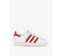 Adidas Womens Whtie Bright Red Wonder Superstar Logo-embossed Low-top Leather Trainers 3.5