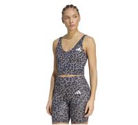 adidas Women's Workout Essentials Leopard Print Tank Top - Grey Four/Grey Six/Black - Size: Medium
