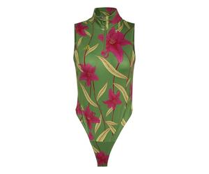 adidas Women's x FARM RIO BODYSUIT, preloved lime/bahia magenta/crew green, L
