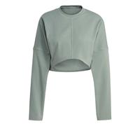 Adidas Women's Yoga Studio Crop Sweatshirt - Green - 6 UK - Green - 70% Recycled Polyester/26% Cotton/4% Elastane