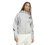 adidas Womens Z.N.E. Hoodie Athletic Outerwear Casual - Green, Medium Grey Heather, XS