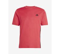 adidas Men's Workout Essentials Base 3-Stripes Shirt, Pure Ruby/Black, M