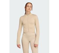 adidas Workout Essentials Full-Zip Knit Jacket, Beige, Size L, Women Beige