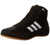 adidas Youth Boy's Kids HVC2 Wrestling Mat Shoe Ankle Strap (Black/White, 2.5)