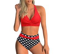 Adigaber Women's Two Piece Swimsuits High Waisted Printed Bikini Sets | Criss Cross Top, Removable Padding, tummy control, Adjustable Shoulder Straps, Breathable, Quick-drying, Beach, Sexy,Vintage