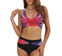Adigaber Women's Two Piece Swimsuits High Waisted Printed Bikini Sets | Criss Cross Top, Removable Padding, tummy control, Adjustable Shoulder Straps, Breathable, Quick-drying, Beach, Sexy,Vintage