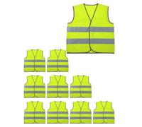 Adigau 10 Pieces Safety Vest Kids Hi-Viz Jackets Kids High Visibility Reflective Vest High Vis Reflective Safety Vest Pupils Reflective Clothing 10 Pack Yellow XS