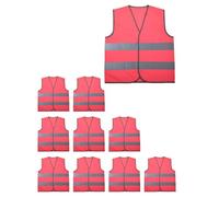 Adigau Bright Hi Vis Vest for Kids Reflective Safety Vest High Visibility Jackets Lightweight Breathable Design Hi-Vis Reflective Vest for Children 10 Pack Pink XL