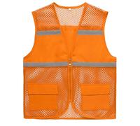 Adigau Hi Vis Jacket Reflective Stripes Reflective Vest for Enhanced Visibility Lightweight Vest Option Multi Purpose Vest with Large Pockets L Orange