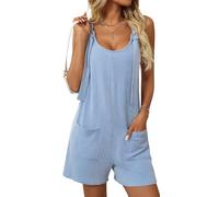 Adigau Ladies Oversized Sleeveless Trousers Girls Leisure Casual Shorts Girls' Travel Baggy Short Girl Fashions Striped Romper Women Overall Rompers With Pockets Baby Blue M