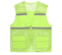 Adigau Protective Workwear Safety Mesh Vest V Neck Design for Visibility Vest Attention Grabbing Vest with Pockets Reflective Jacket L Yellow