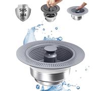 Adigau Sink Strainer Dense Mesh Filtration Sealed Anti Odour Kitchen Pop Up Plug for Sink Aganist Stench Replacement Filter Basket Sink Cover Plate F Style Grey Colour