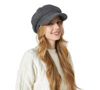 Adigau Womens Beret Hat Vintage Newsboy Cap Autumn Winter Warm Hats Peaked Visor Beret Cap Elegant Casual Flat Hats Octagonal Cap Ladies Cabbie Painter Baker Cap Grey One Size