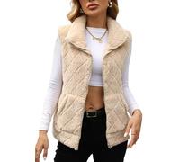 Adigau Women's Fleece Gilets Plaid Jacquard Bodywarmers Vest S-XXL | Lapel Collar, Lightweight, Zipper, Soft, With Pockets, Stretchy