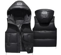 Adigau Women's Gilets Sleeveless Puffer Jacket Casual Padded Gilet Body Warmer Winter Vest Hooded Quilted Gilets Full Zip Warm Waistcoat Windproof Down Jacket Coat Outwear Black L