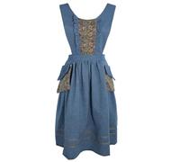 Adigau Women's Kitchen Aprons, Vintage Aprons Cute Printed Apron Cotton Apron with Pockets Adjustable Waist Cooking Apron Frilly Aprons for Baking Cleanning Gardening Coffee Shop Blue