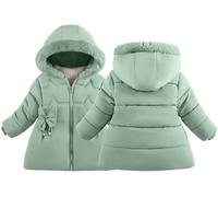 Adigau Woolen Lining Coat Adorable Bow Tie Winter Coat Round Collar Extra Protection Against Chilly Months Winter Jackets for Toddler Girls M Green