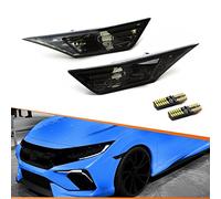 ADIIL Smoke Lens Amber Full LED Bulb Front Bumper Side Markers Turn Signal Light Set Compatible with 2016-2021 Honda Civic 10th Gen Sedan Coupe Hatchback