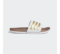 adidas Women's Adilette Comfort Slides, Cloud White / Cloud White / Matte Gold, 10 UK