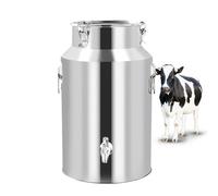 Adima 201 Stainless Steel Milk Transport Cans Bucket Heavy Duty Milk Jug with Faucet Milk Jug Sealed Tank for Wine Beer Food Oil Water Rice Tea 5L/9L/14L/18L,9L
