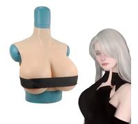 Adima Crossdressers K Cup Silicone Filled Breastplate Realistic Fake Boobs Enhancer for Drag Queen Shemale Clothing Cosplay,Ivory,silicone